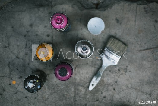 Bild på Street art equipment spray cans and brush
